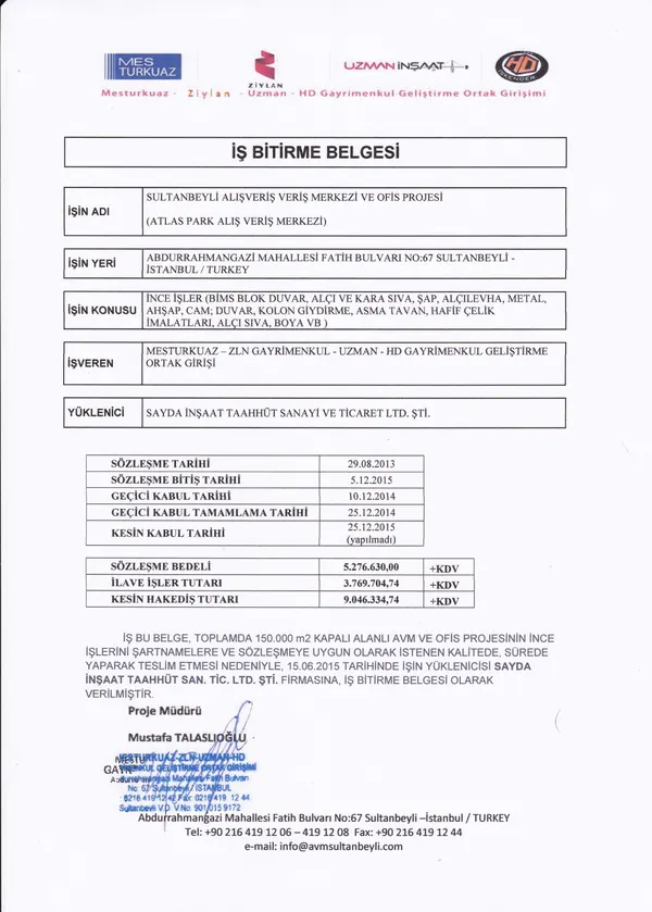 Sayda İnşaat iş bitirme belgesi 2