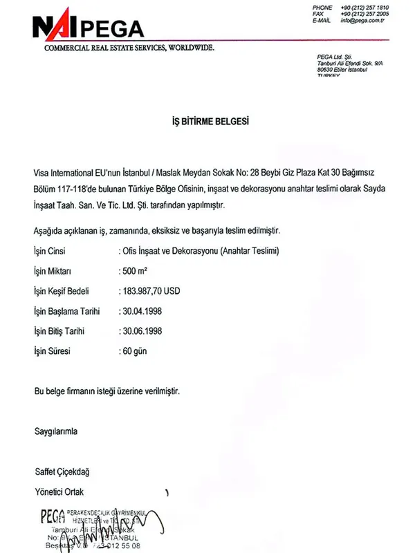 Sayda İnşaat iş bitirme belgesi 9