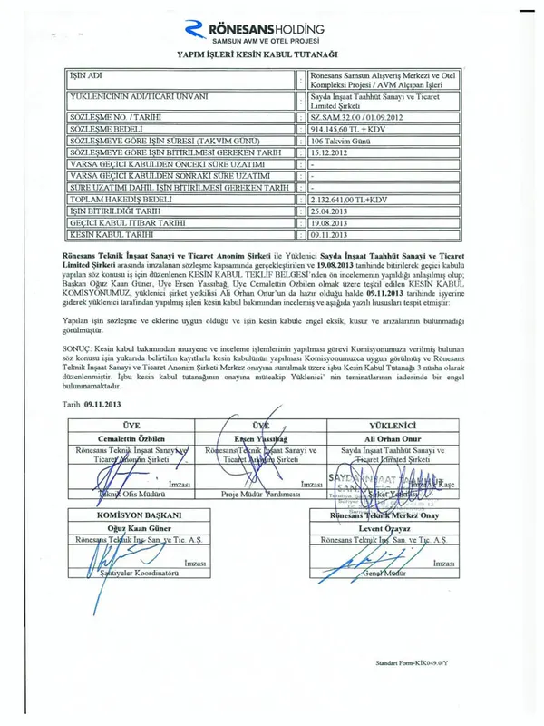 Sayda İnşaat iş bitirme belgesi 12