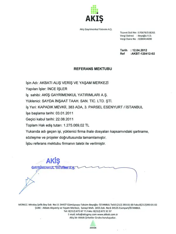 Sayda İnşaat iş bitirme belgesi 18
