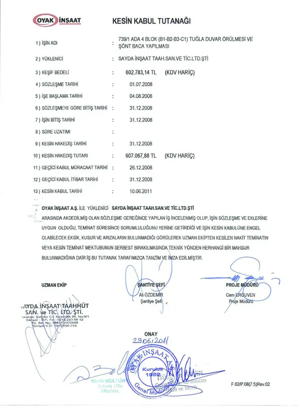 Sayda İnşaat iş bitirme belgesi 19