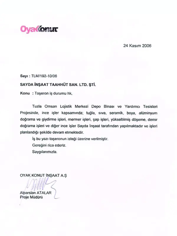 Sayda İnşaat iş bitirme belgesi 20